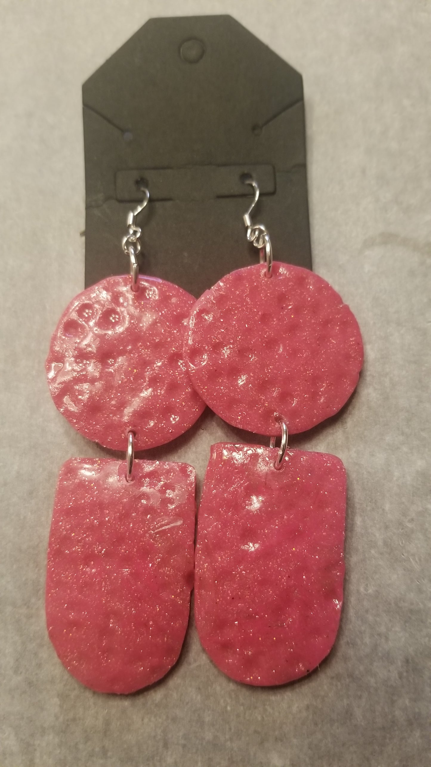 Bold Salmon Pink Clay Earrings