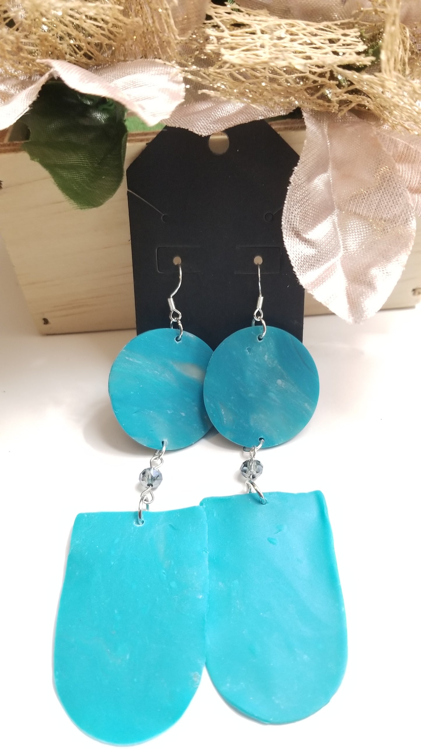 Teal Poly Geometric Earrings