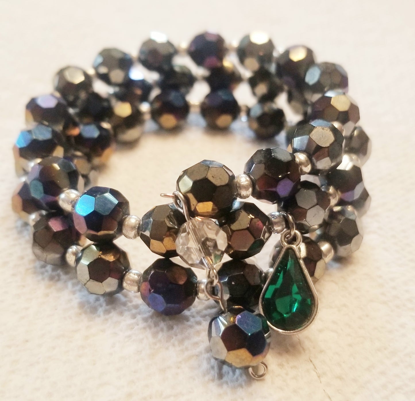 Shimmering Noir Elegance Wrist Wrap Bracelet