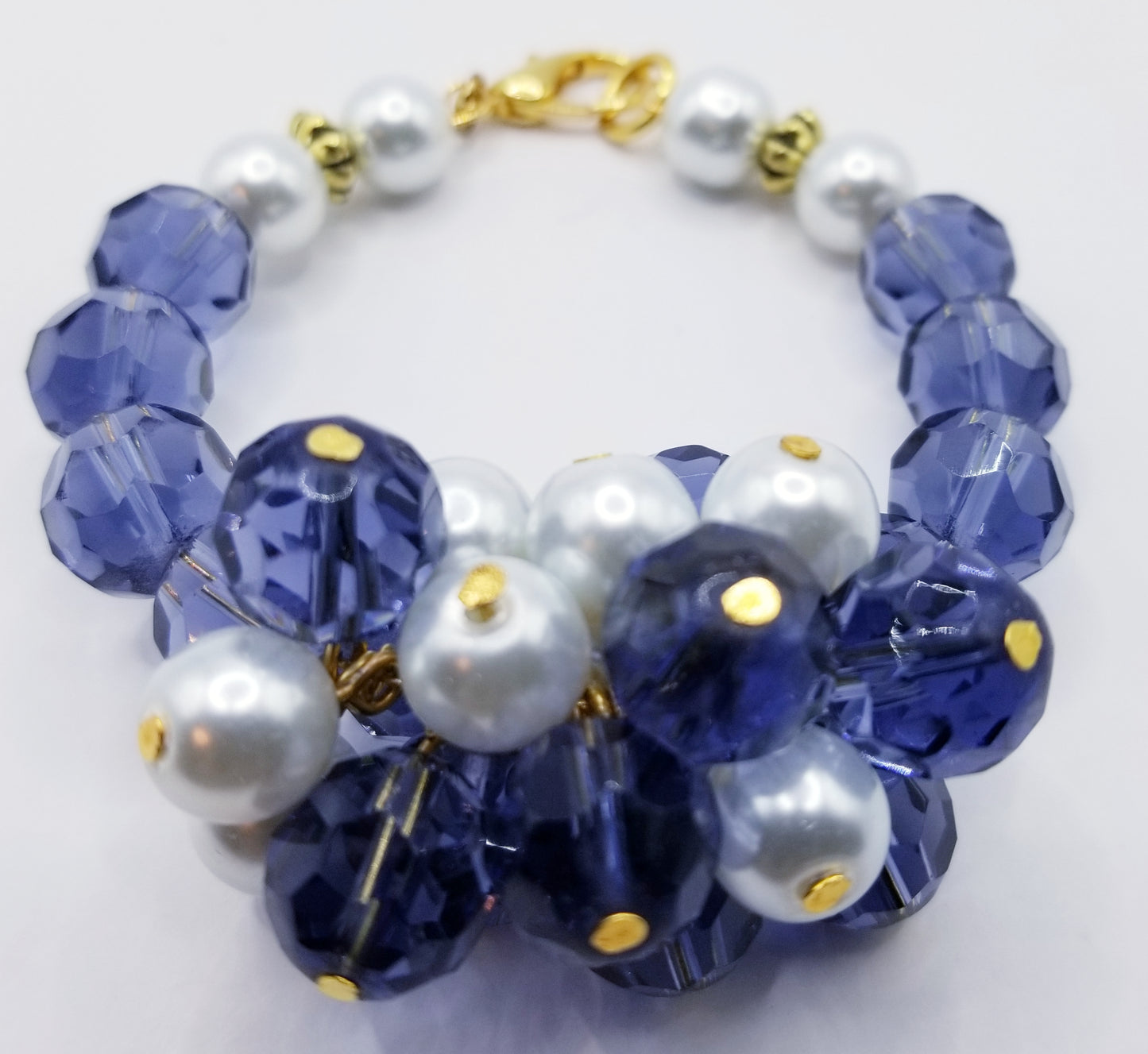 Simulated Pearl and Purple Violet Bracelet
