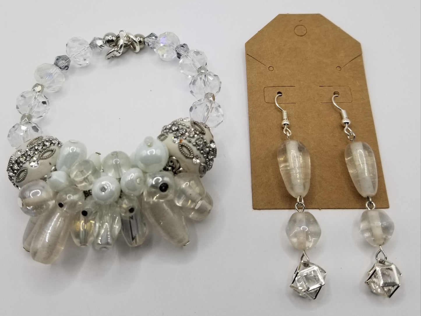 Clear Statement Bracelet and Earring Set