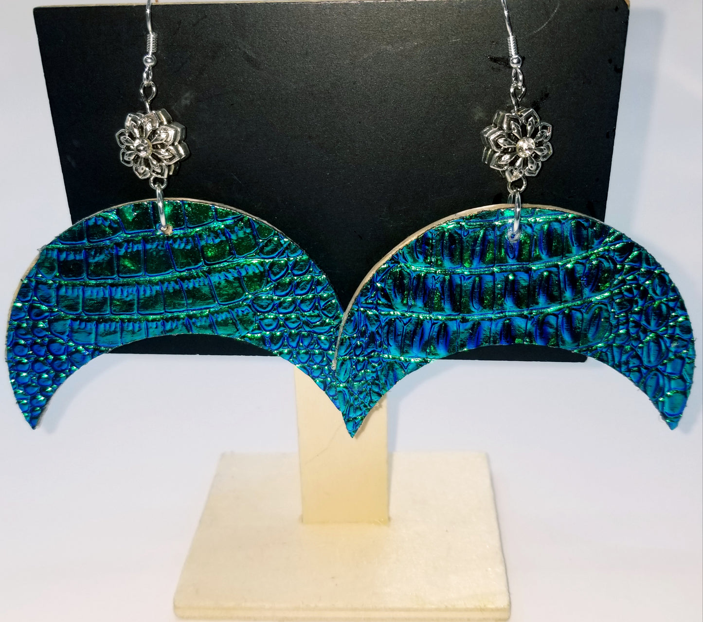 Shimmering Azur Crescent Earrings