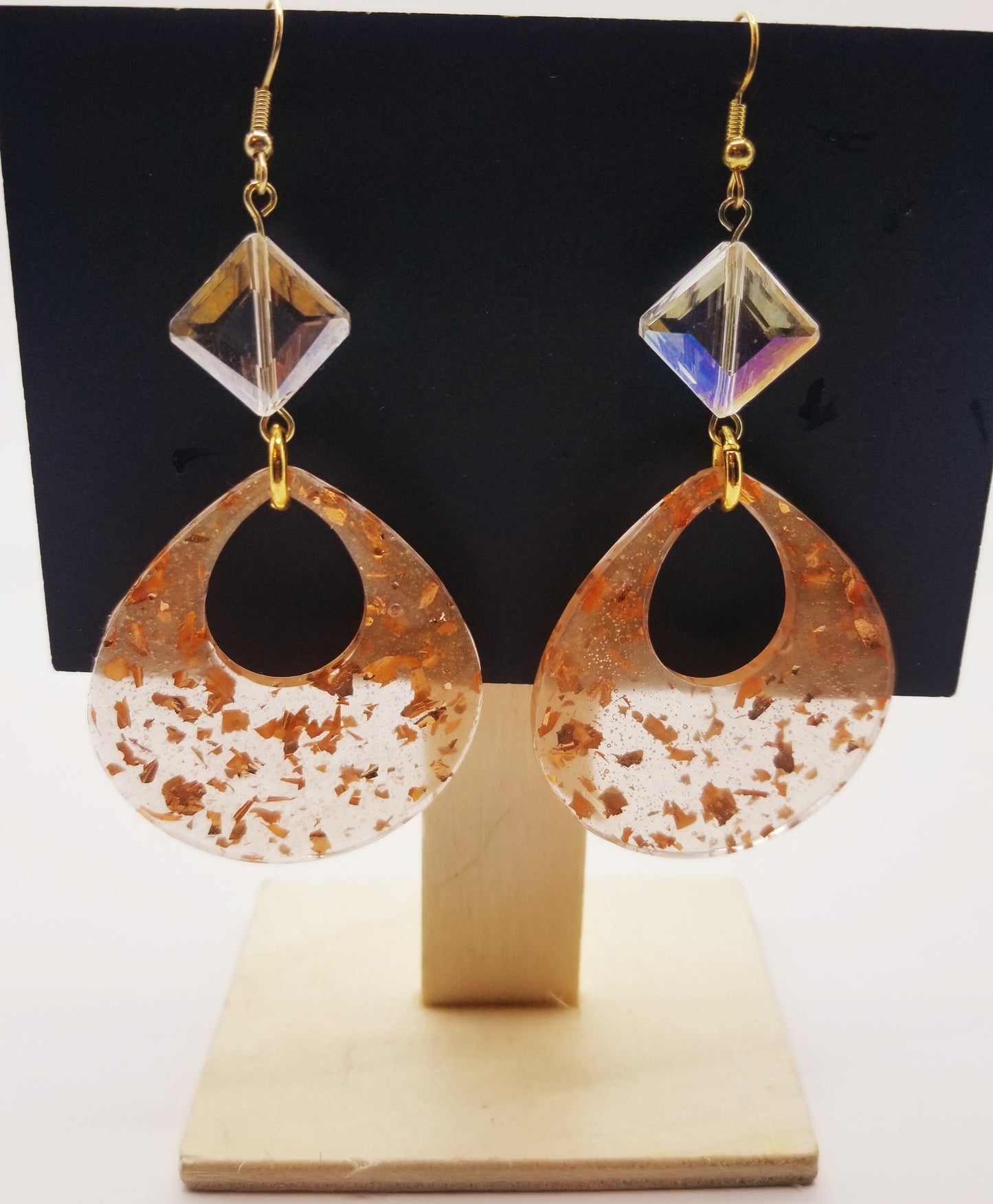 Golden Peach Teardrop Earrings
