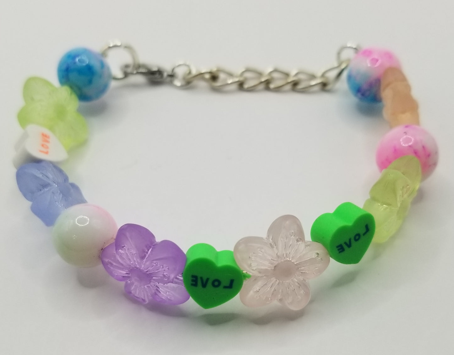 Multi-Colored Blossom Heart Beaded Bracelet