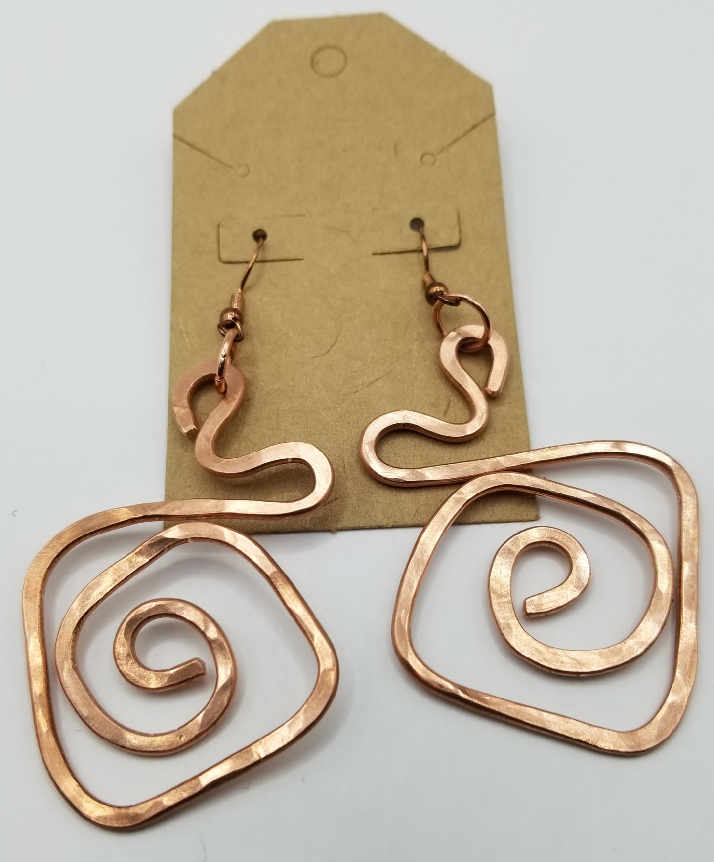 Triangle Swirl Copper Earrings