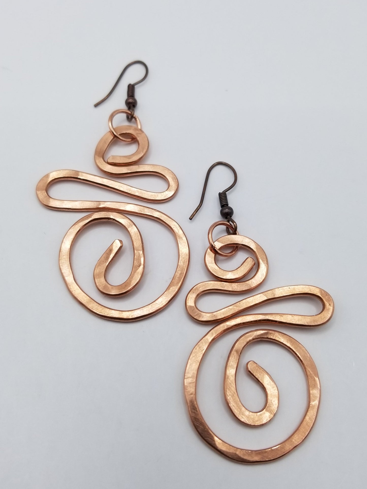 Dainty Wavy Copper Swirl Earrings