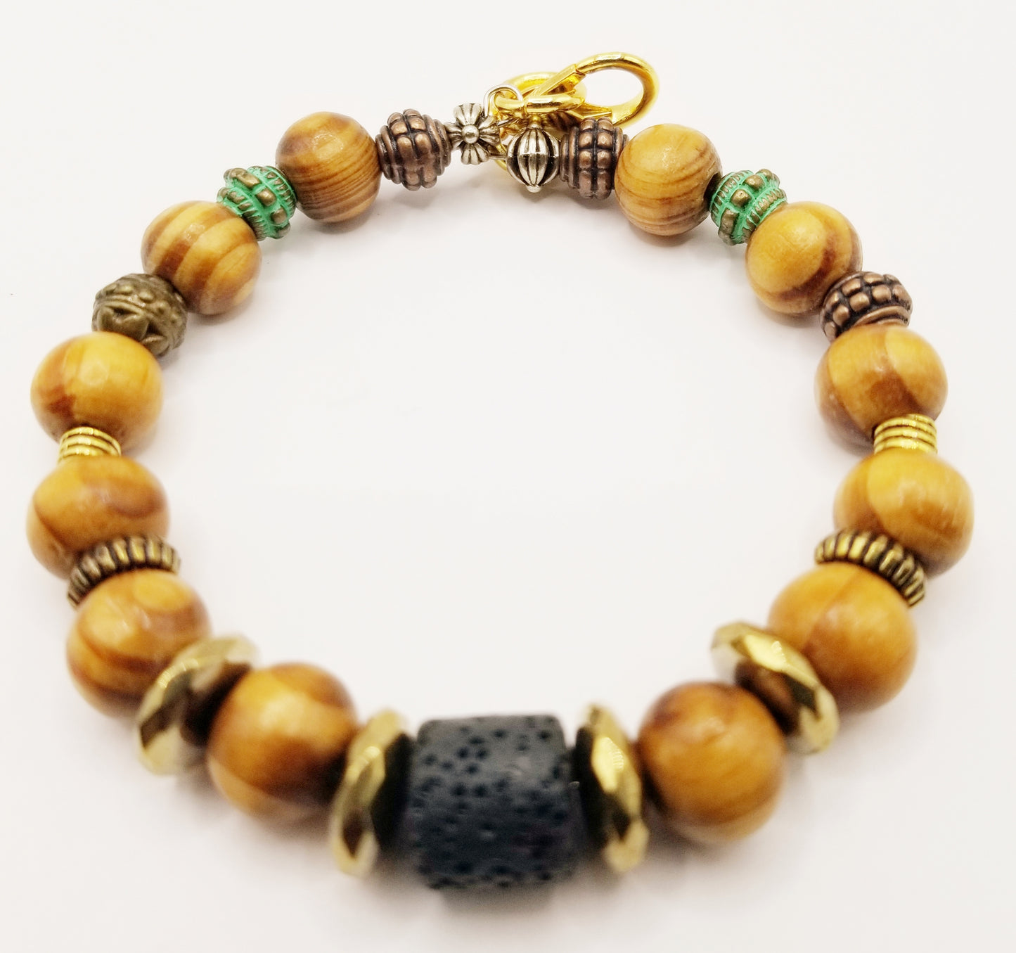 Rustic Wooden Beaded Men's Bracelet