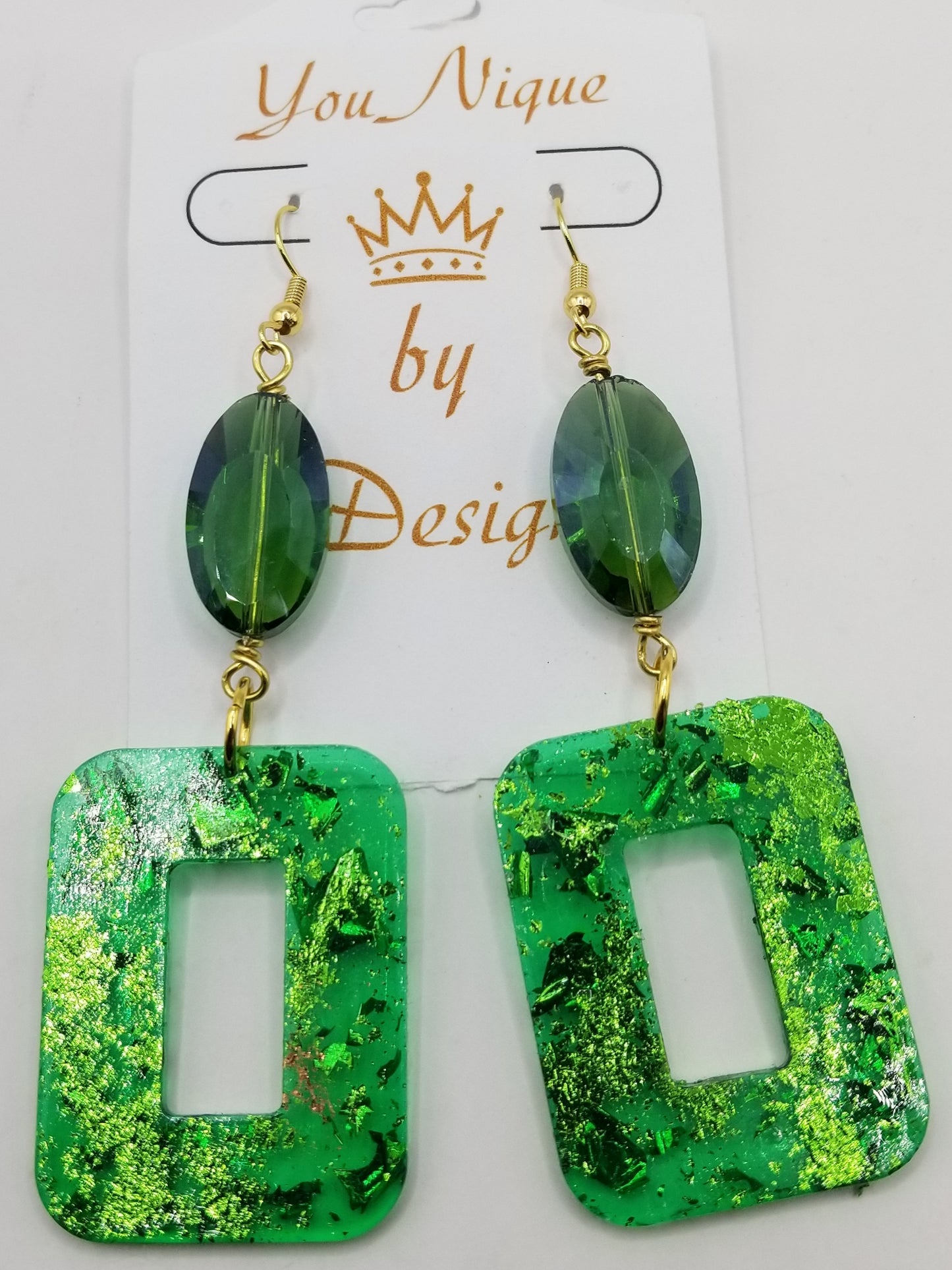 Shimmers of Emerald Squared Hoop Earrings