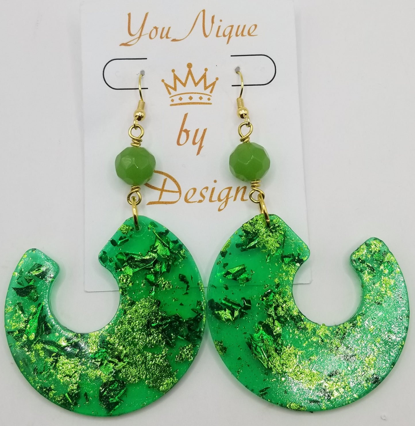 Shimmers of Emerald Green Open Hoop Earrings