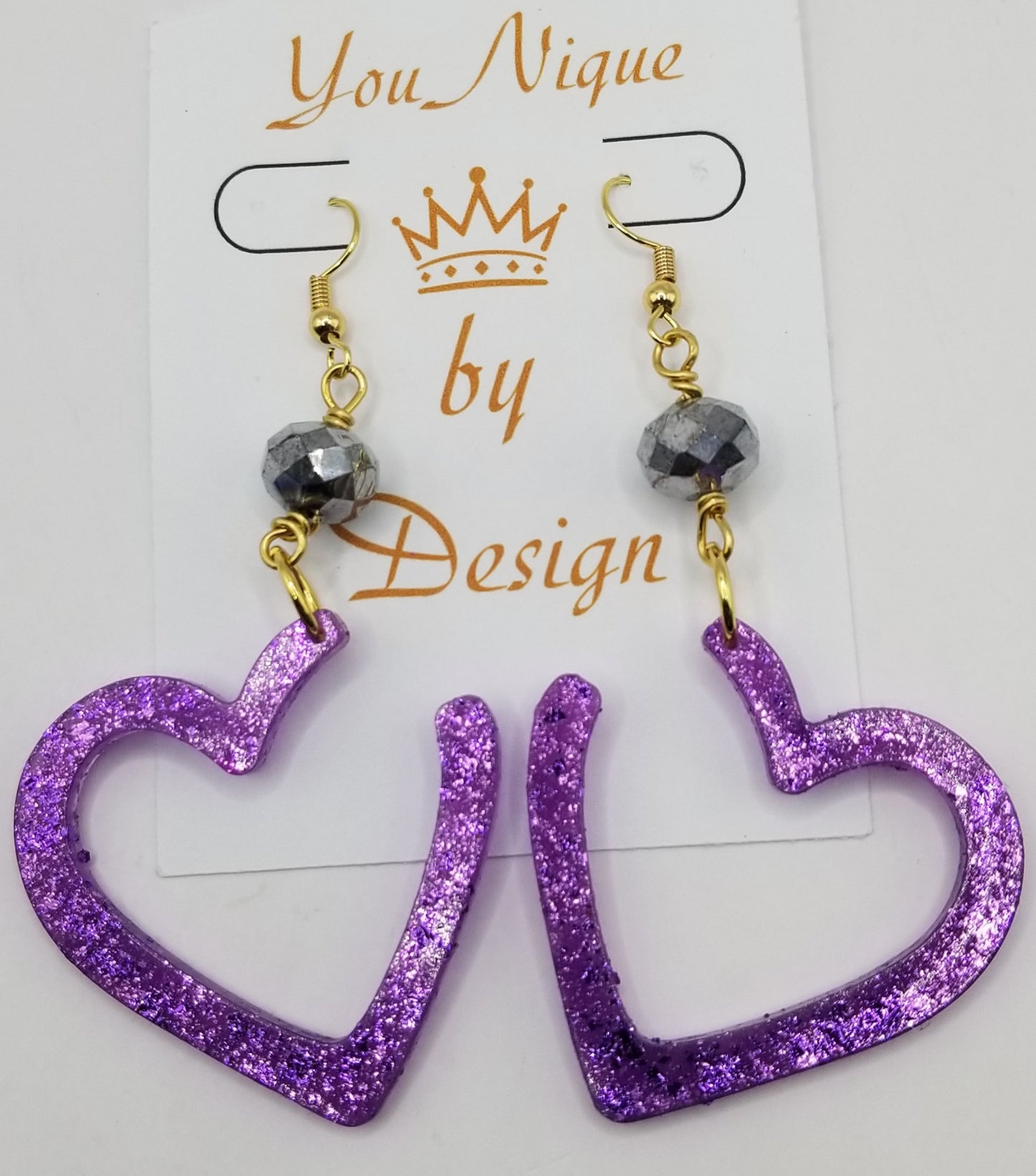 Shimmers of Violet Open Heart Earrings