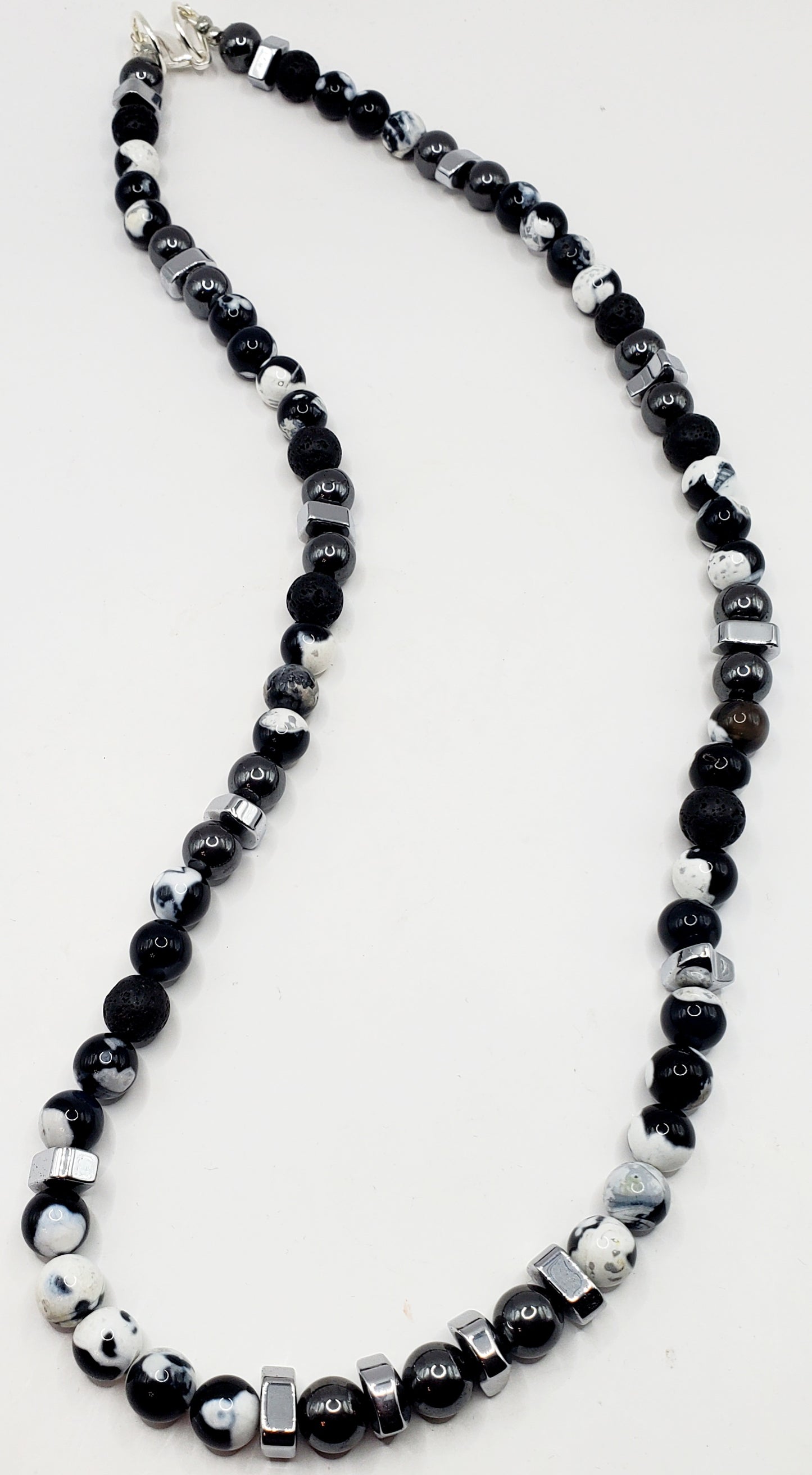 Black Marbled Stone Men's Necklace