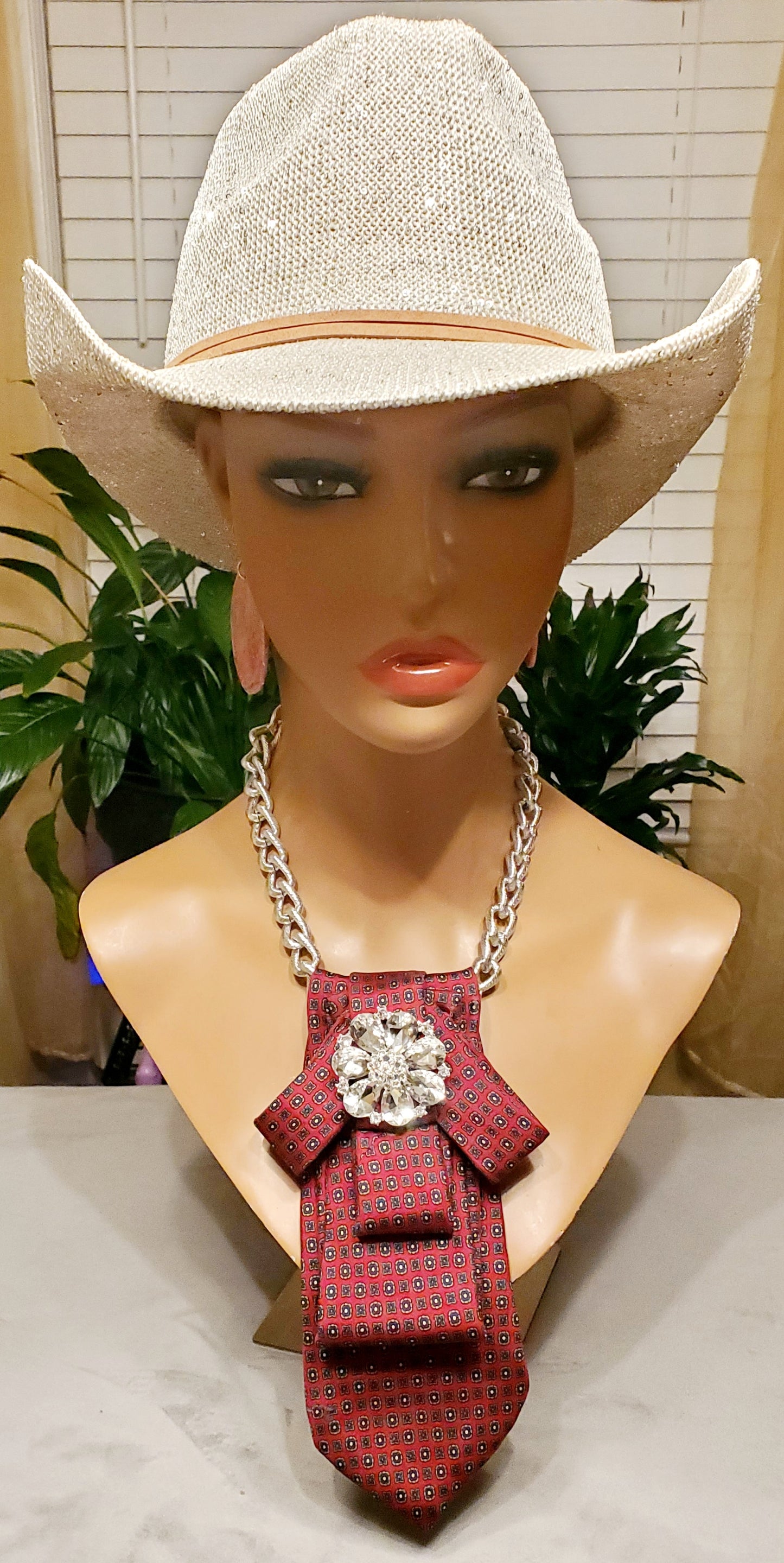 Bold Statements of Red Necktie Necklace w/ Pendant