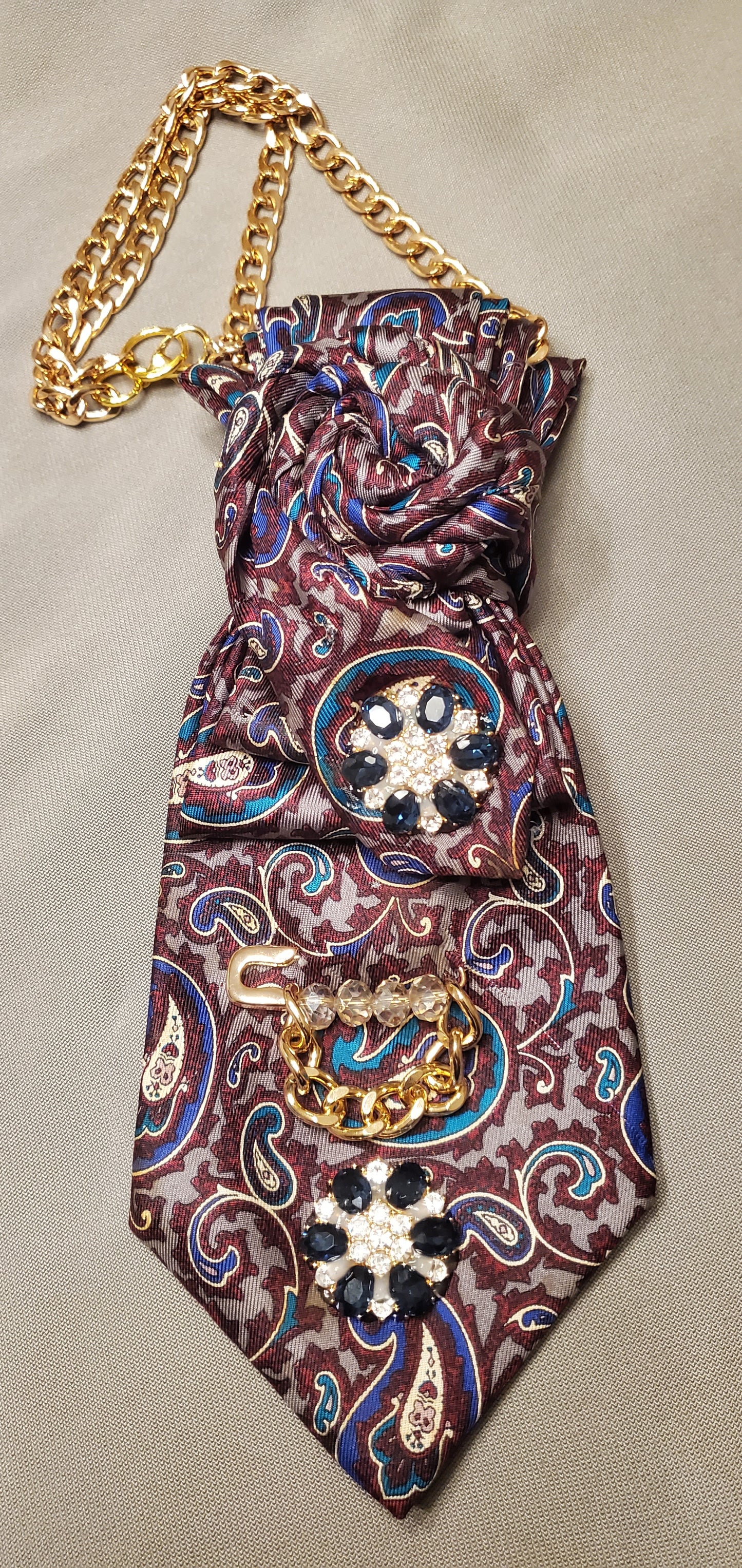 Paisley Collage Necktie Neckkace