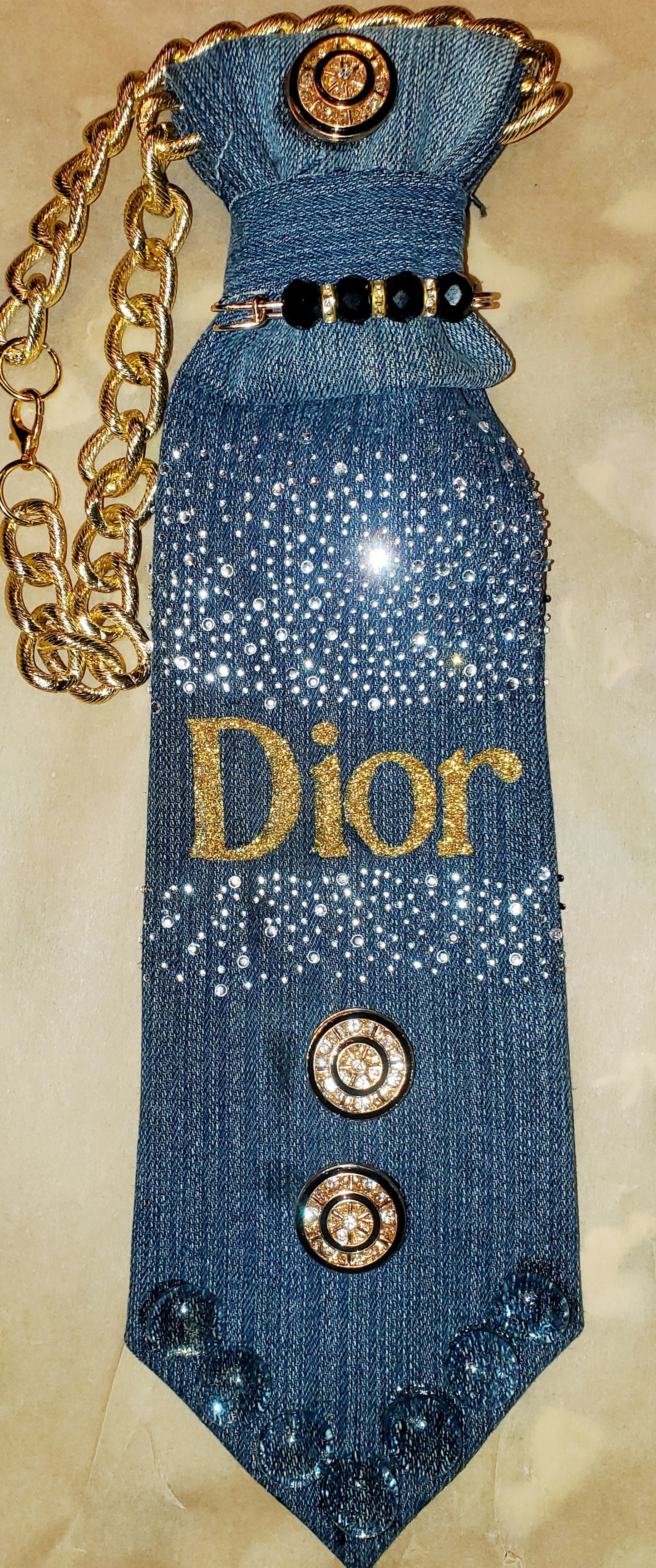 Luxury Denim Dior Glam Necktie Necklace for Women