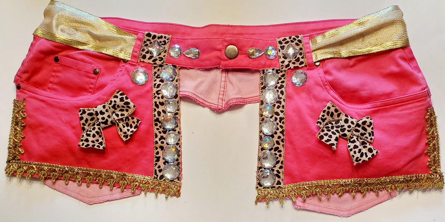 Pink Animal Print Denim Belt- size 24