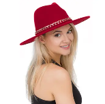 Chunky Monochrome Wrap Cuban Chain Wide Felt Rancher Hat