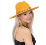 Chunky Monochrome Wrap Cuban Chain Wide Felt Rancher Hat