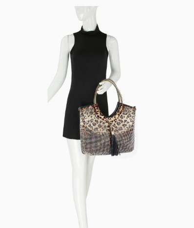 Large Black Rhinestone Handbag