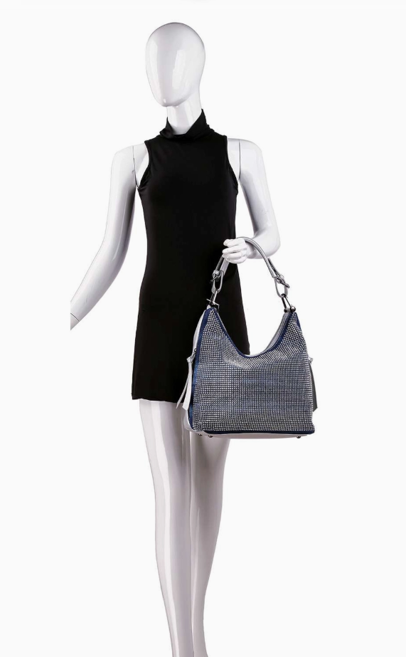 Rhinestone Accented Hobo Handbag