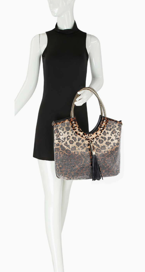 Decorative Rhinestone and Tassel Tote