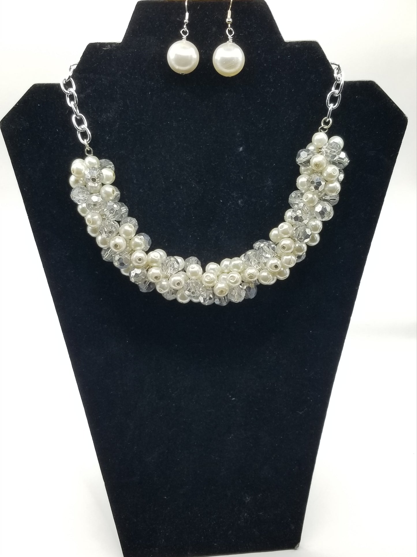 Pearls & Shimmers of Glass Cluster Choker and Earring Set