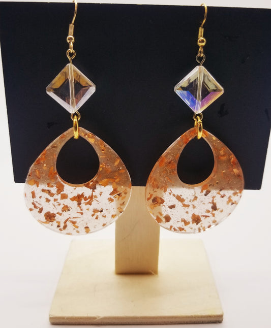 Golden Peach Teardrop Earrings
