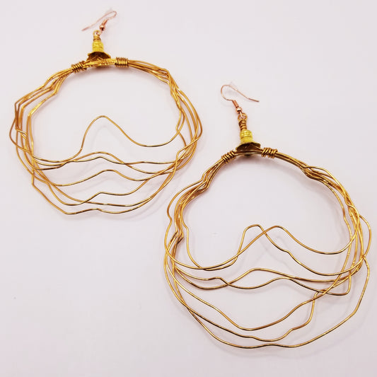 Gold Tone Scrunch Wire Earrings