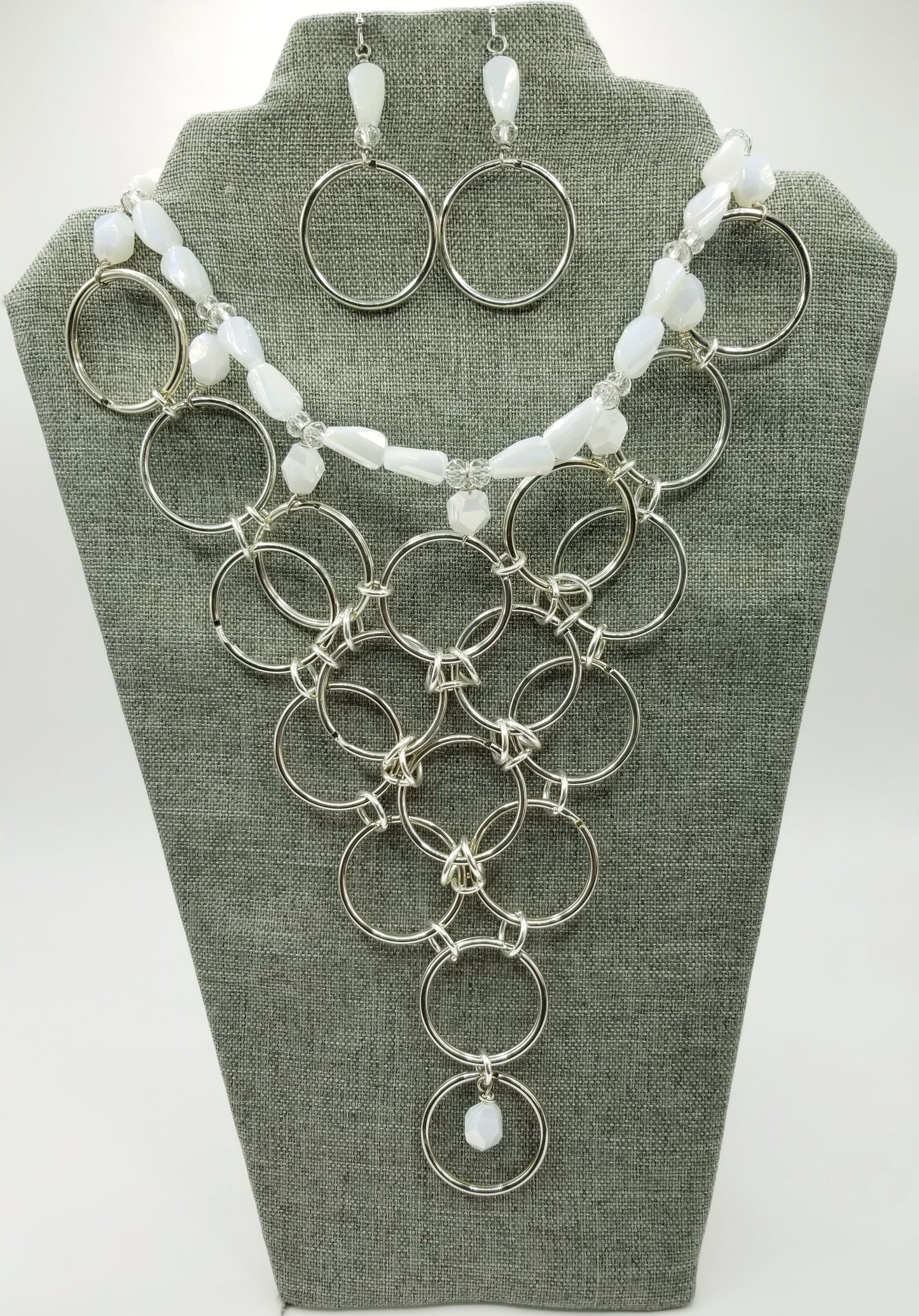 Linked V-Chain Statement Necklace and Earring Set