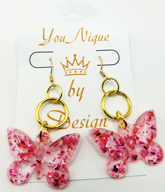 Translucent Fuchsia Butterfly Earrings