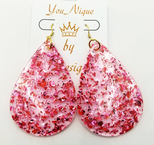 Translucent Fuchsia Flake Earrings