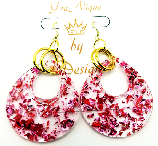 Fuchsia Glitter Teardrop Earrings