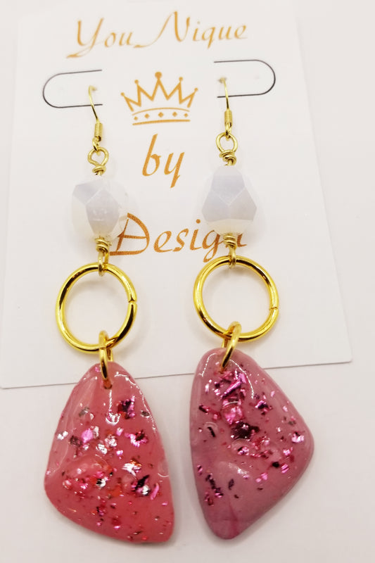 Petite and Raspberry Glaze Dangle Earrings