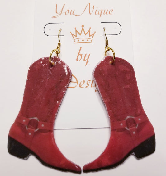 Red Buckled Boot Earrings