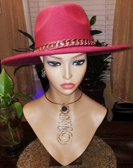 Geo Stone Waved Copper Neck Cuff Necklace