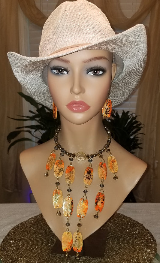 Reversible Tangerine & Lime Necklace Set