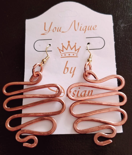 Triangle Wave Copper Earrings