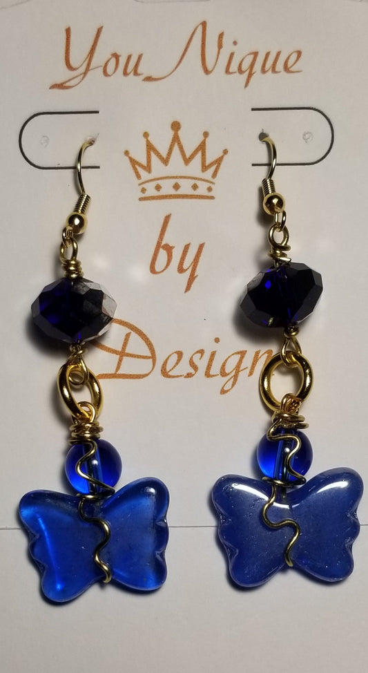 Dangling Glass Bead Butterfly Earring