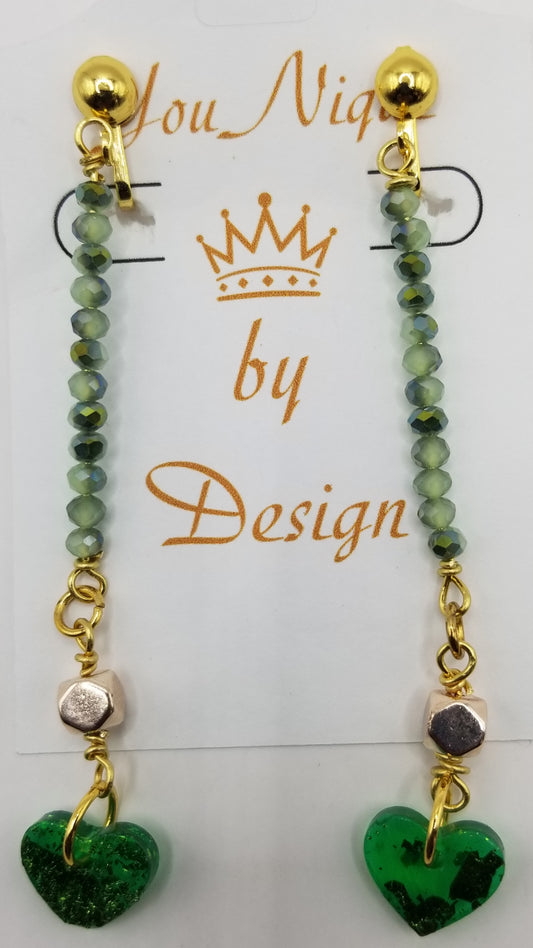Shimmers of Emerald Dainty Beaded Earrings