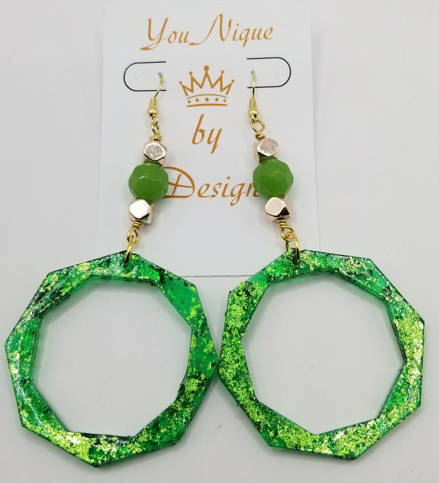 Shimmers of Emerald Hoop Earrings