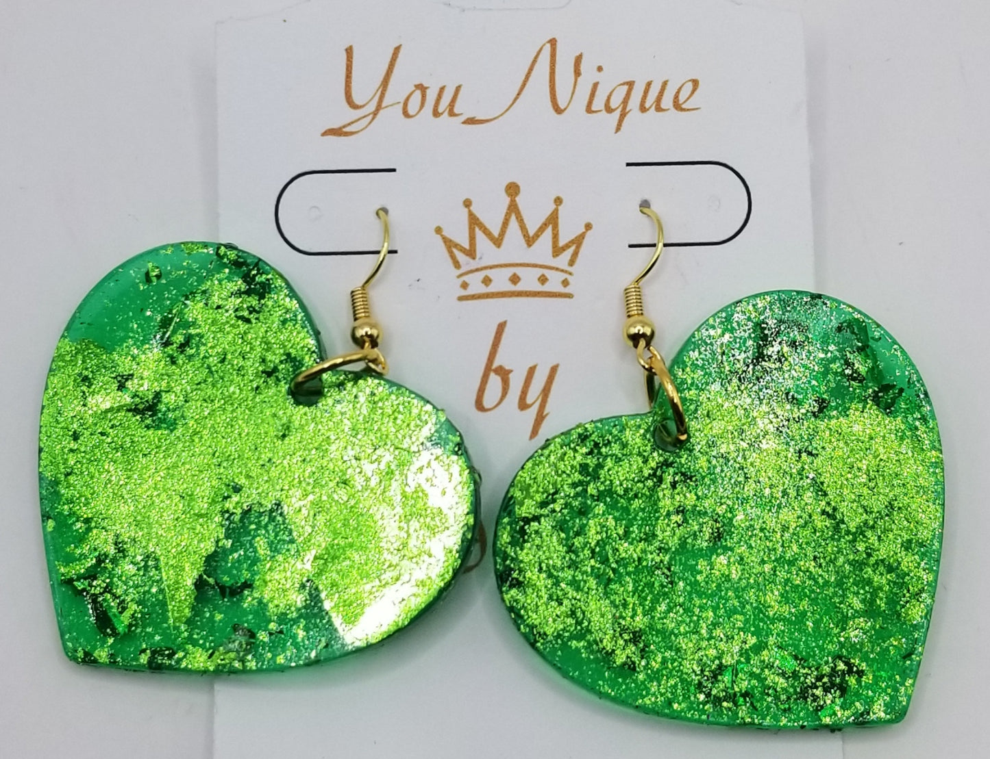 Shimmers of Emerald Heart Earrings