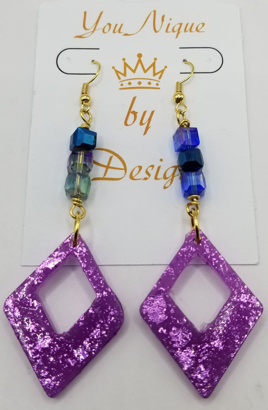 Shimmers of Violet Petite Diamond Shaped Earrings