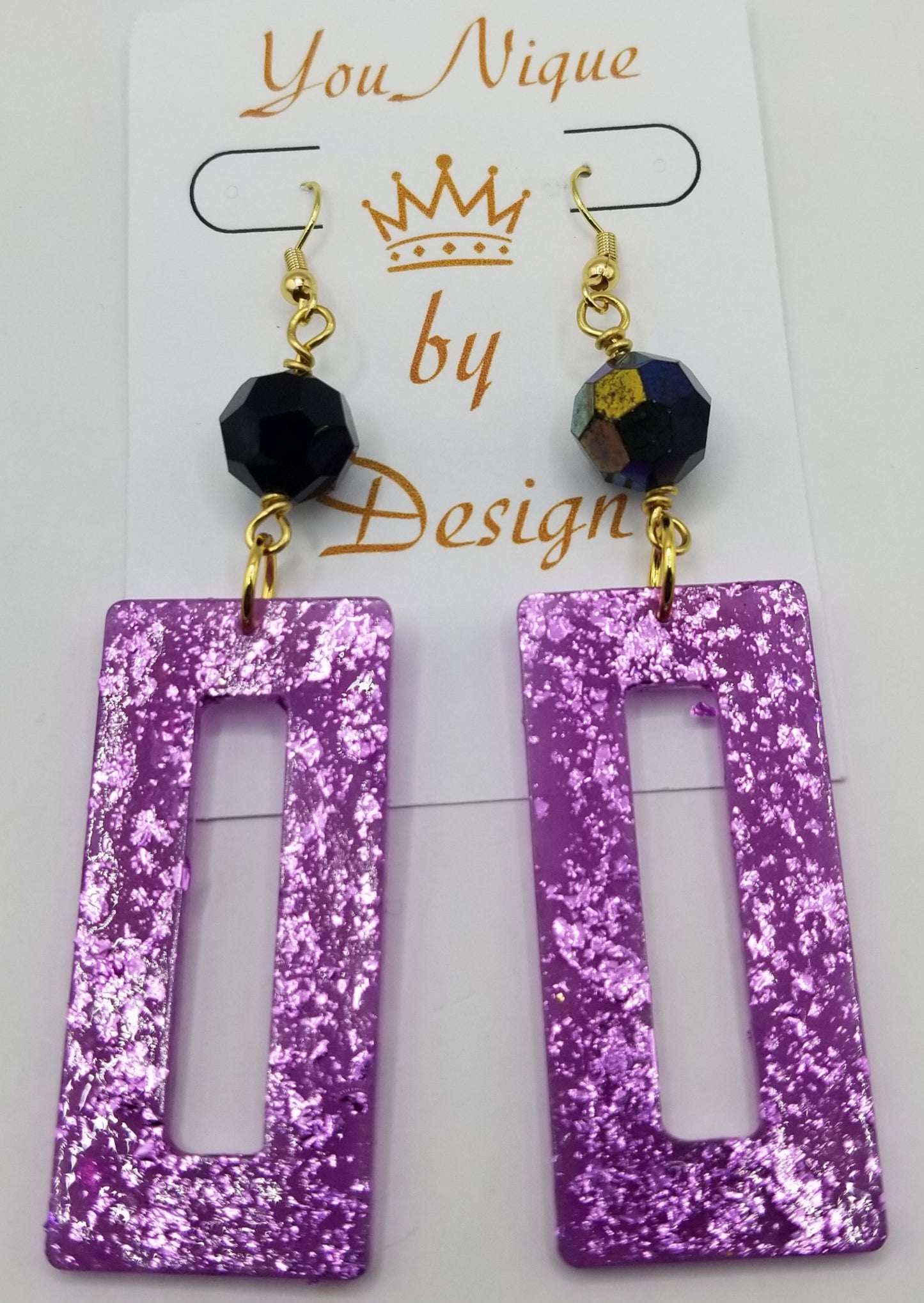 Shimmers of Violet Rectangle Earrings