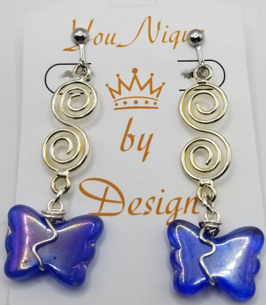 Dangling on Swirls Glass Bead Butterflies