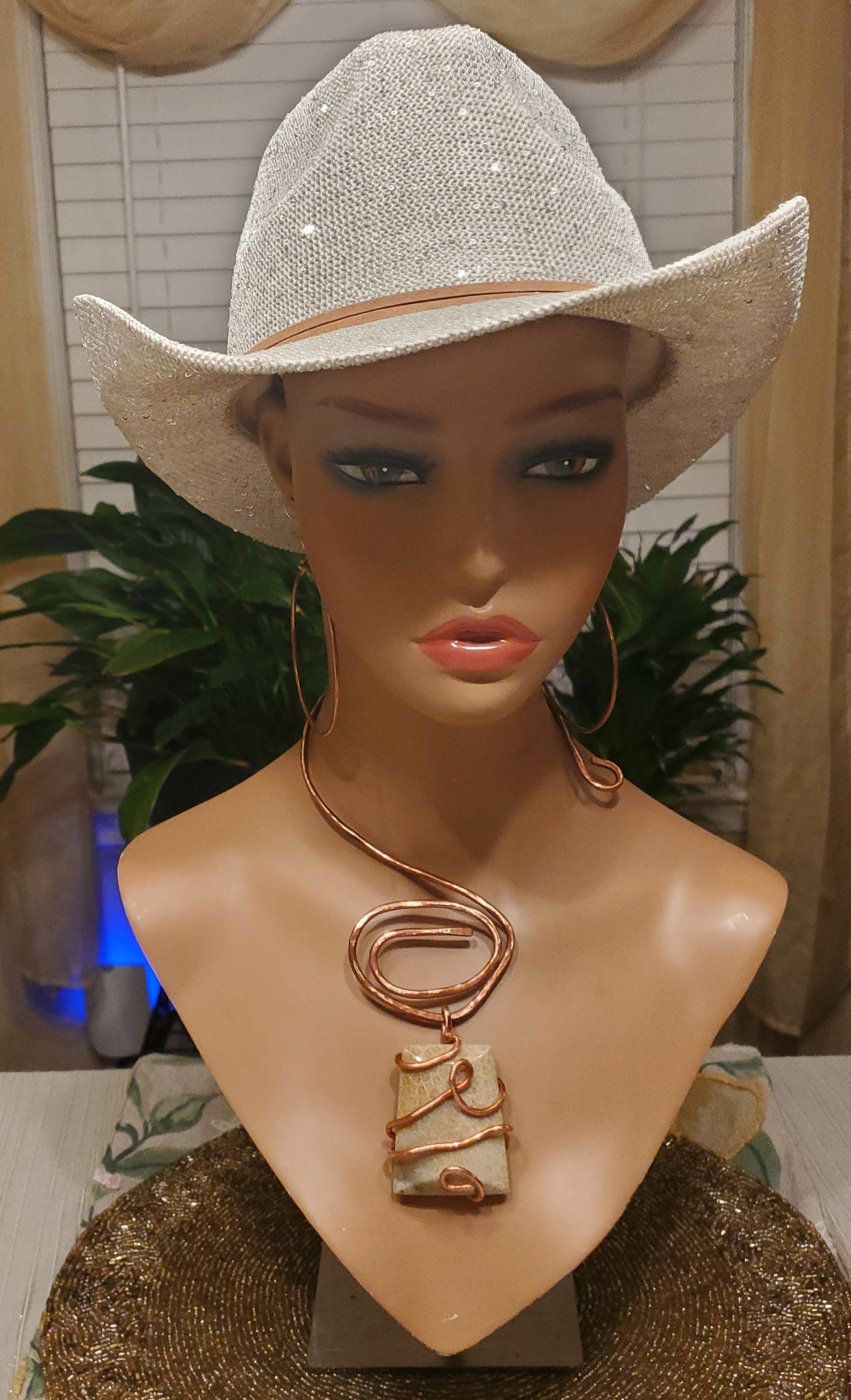 Granite Stone Geo Copper Neck Cuff Necklace