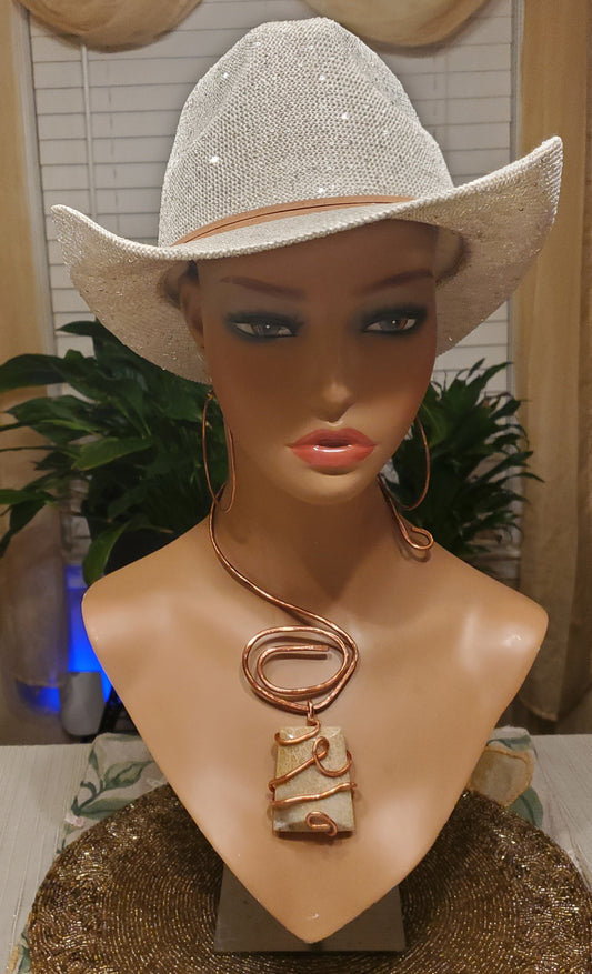 Granite Stone Geo Copper Neck Cuff Necklace