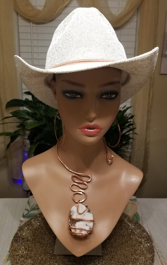 Marbled Stone Copper Neck Cuff Necklace