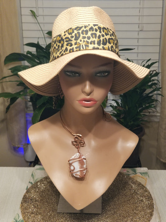 Warm Marbled Stone Copper Neck Cuff Necklace