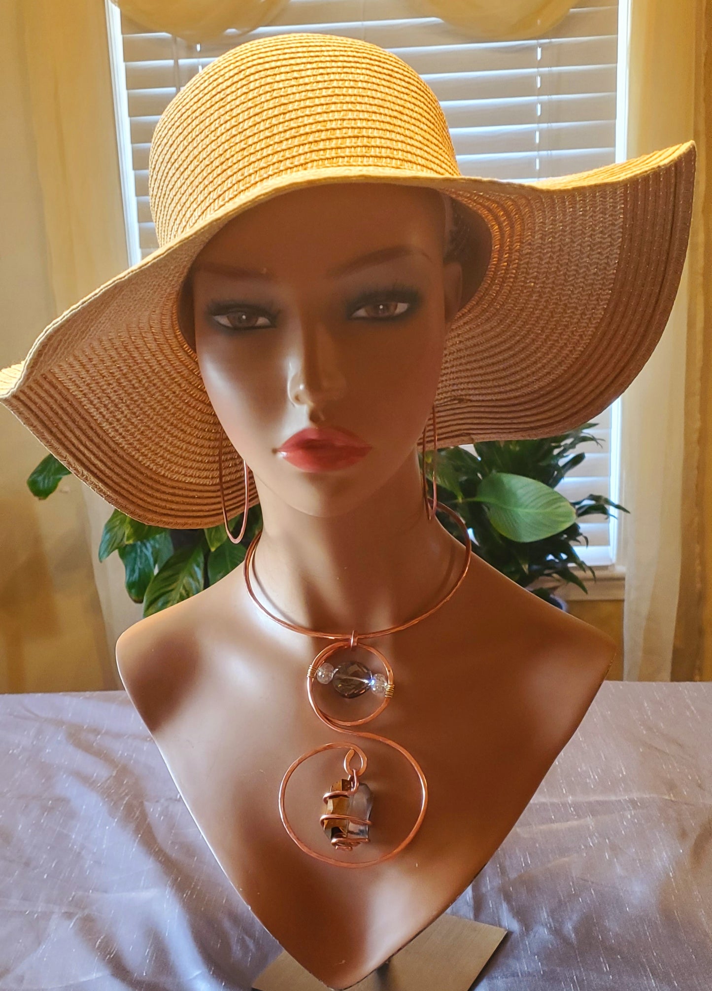 Floating Stones Copper Cuff Necklace