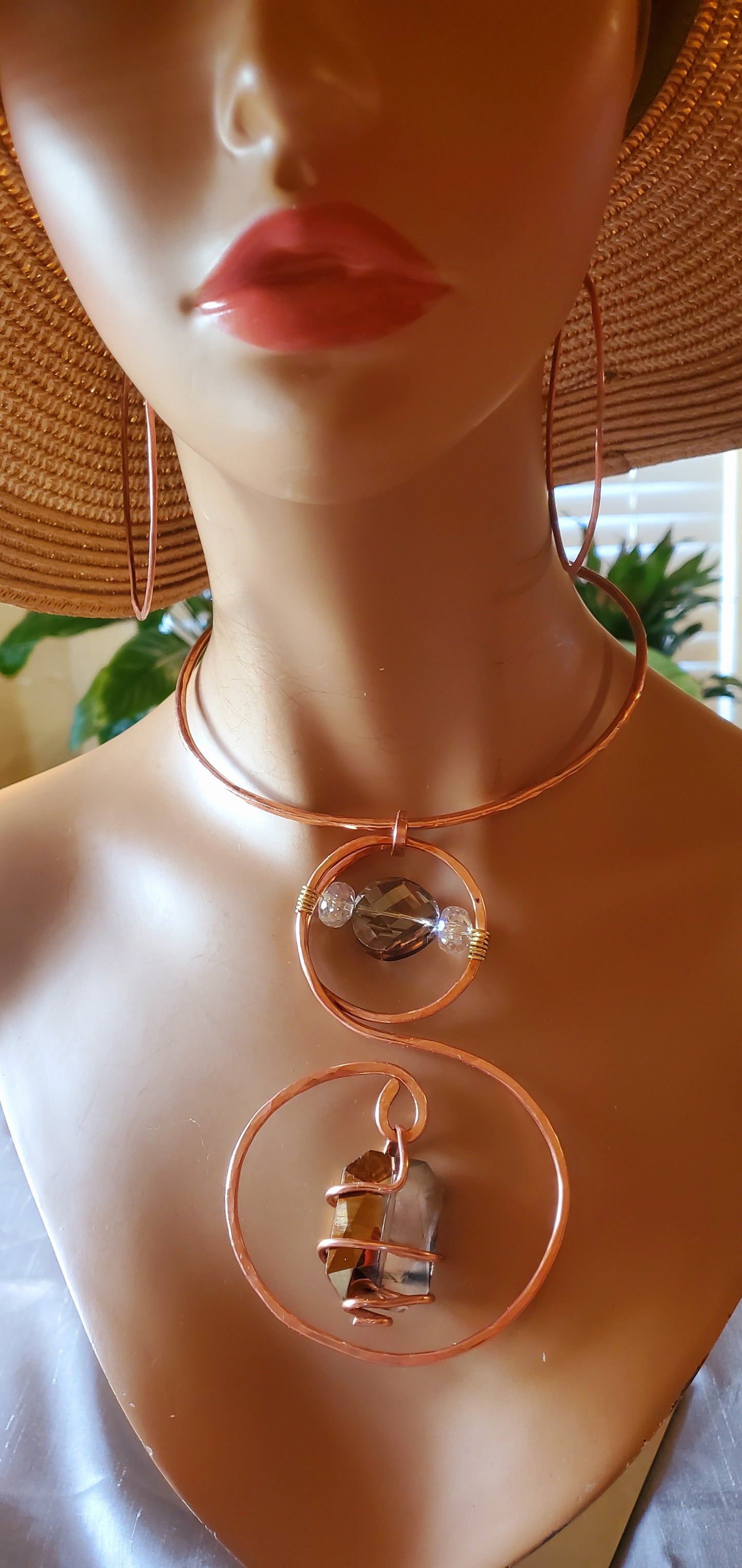 Floating Stones Copper Cuff Necklace