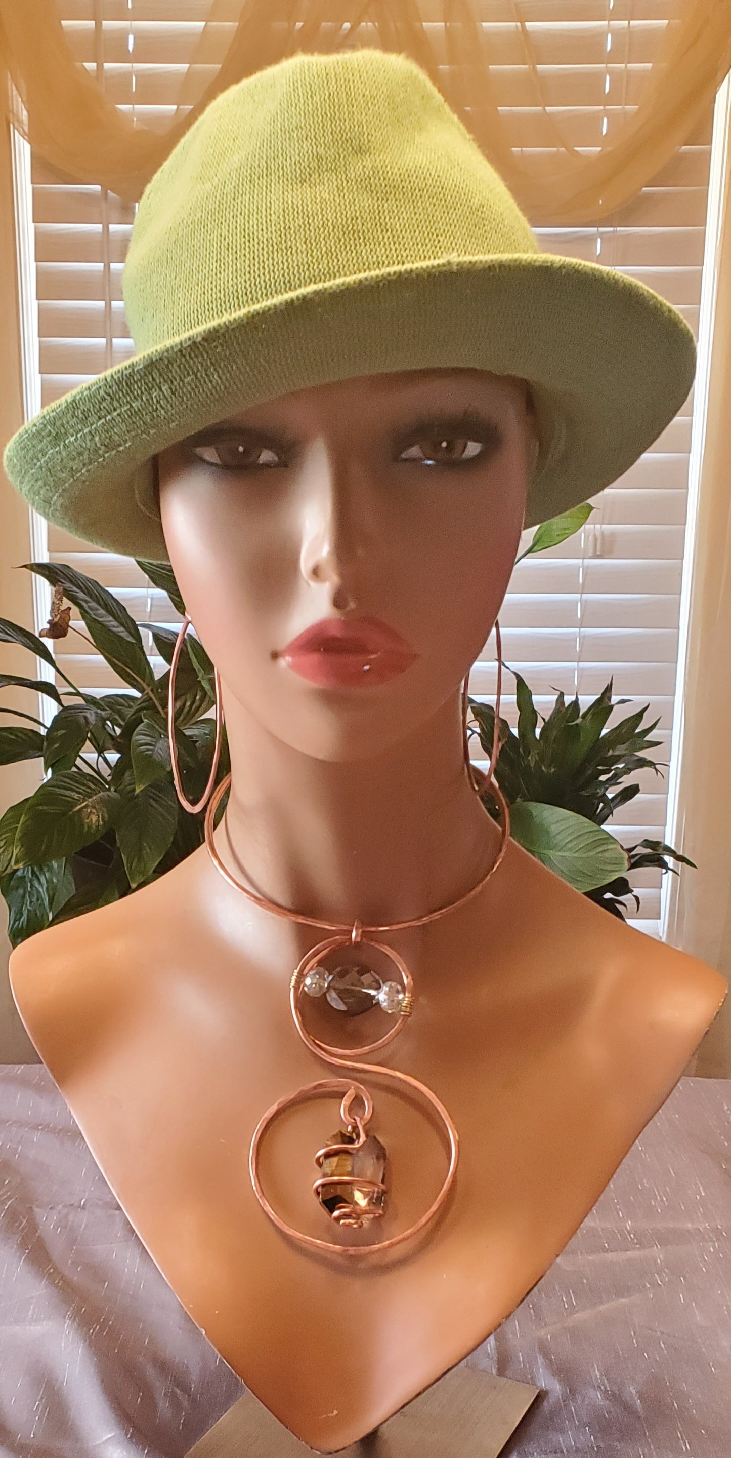 Floating Stones Copper Cuff Necklace